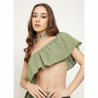 Haut froissé Bianca en olive
