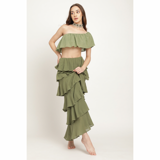 Jupe longue Maria en olive