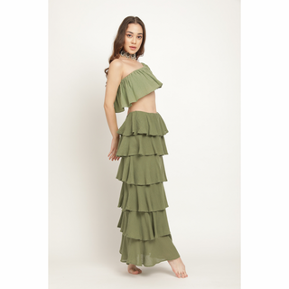 Jupe longue Maria en olive