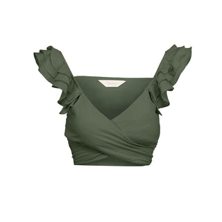 miranda cropped wrap top in olive '21