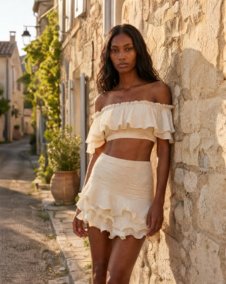 Imani Draped Skirt in Cream