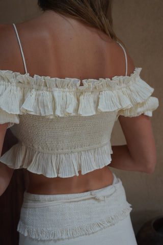 Clarissa Ruffle top in Cream