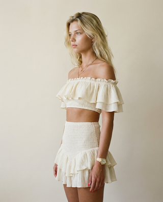Mireya Ruffle Top in Cream