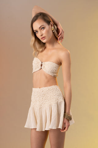 Vivian shirred skirt in Cream