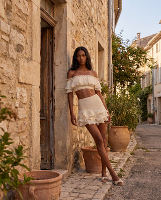 Imani Draped Skirt in Cream