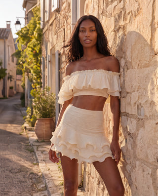 Imani Draped Skirt in Cream
