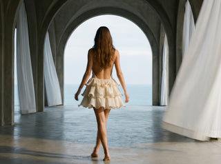 Sofia short ruffle dress in Cream