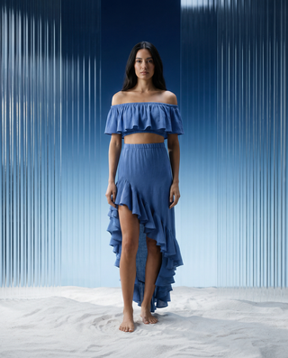 Bianca crinkled top in blue