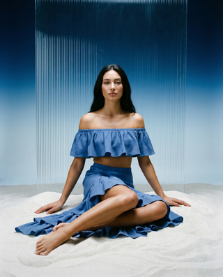 Bianca crinkled top in blue