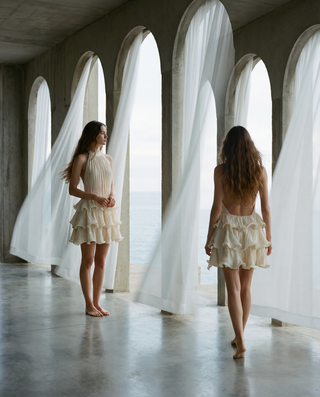 Sofia short ruffle dress in Cream