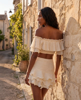 Imani Draped Skirt in Cream
