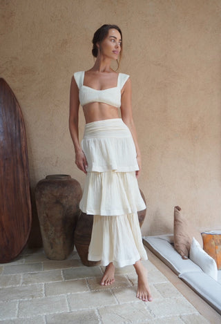 Fiona ruffle skirt in Cream