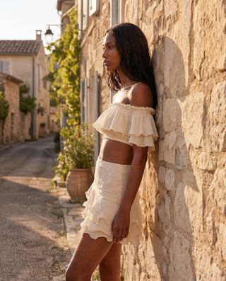 Imani Draped Skirt in Cream