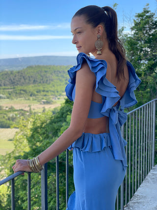 Jupe à volants Raina en bleu