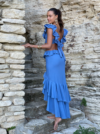 Jupe à volants Raina en bleu
