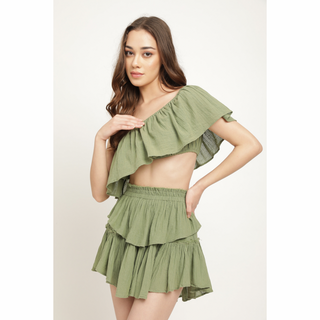 Bianca crinkled skirt in olive