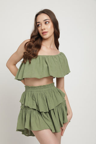 Bianca crinkled skirt in olive