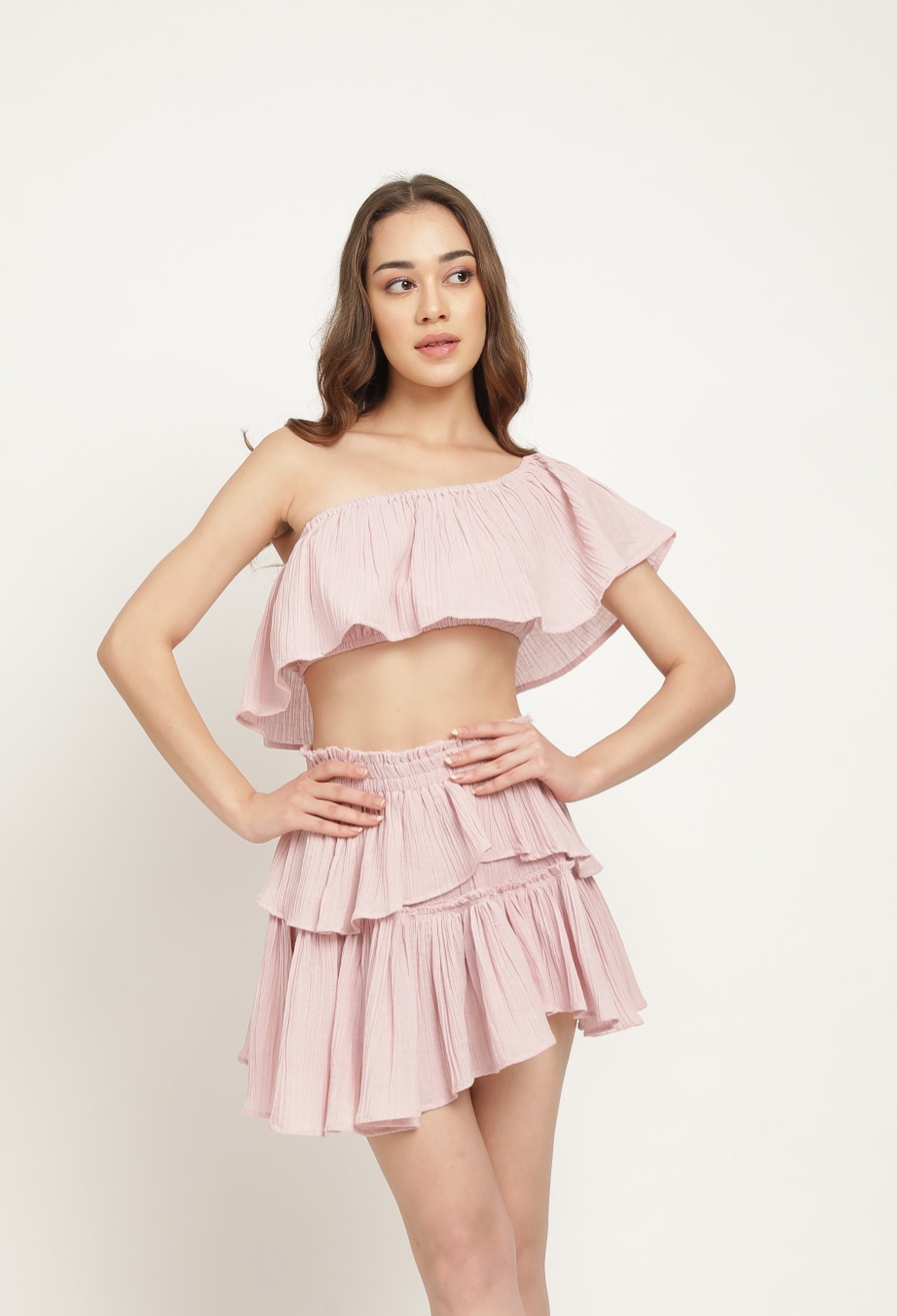 Bianca crinkled skirt in pink