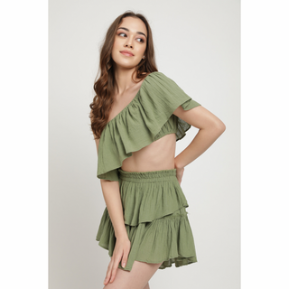 Bianca crinkled skirt in olive