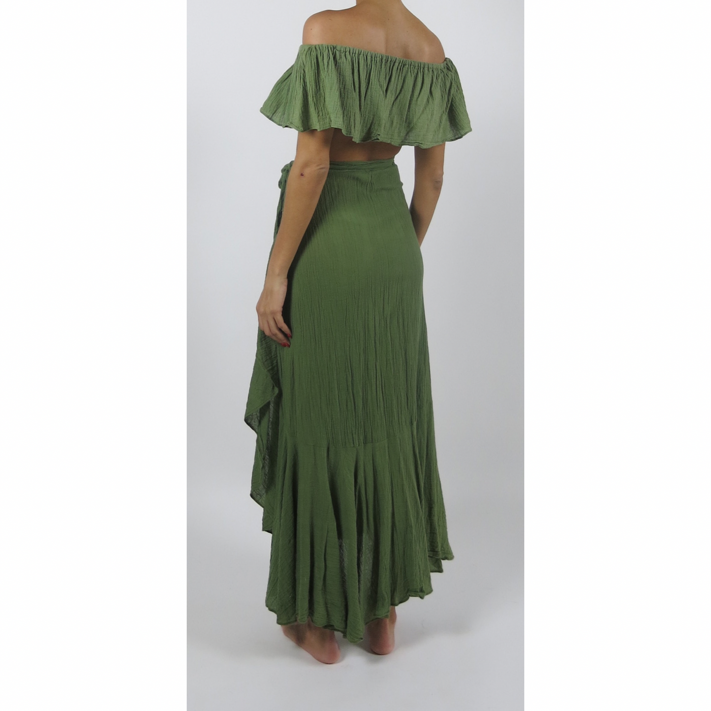 loona maxi wrap skirt in olive