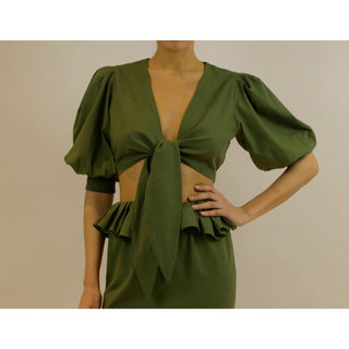 layla wrap top in olive