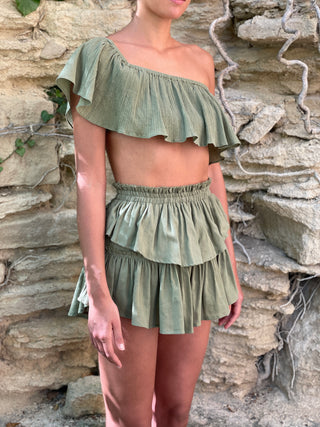 bianca crinkled top in olive