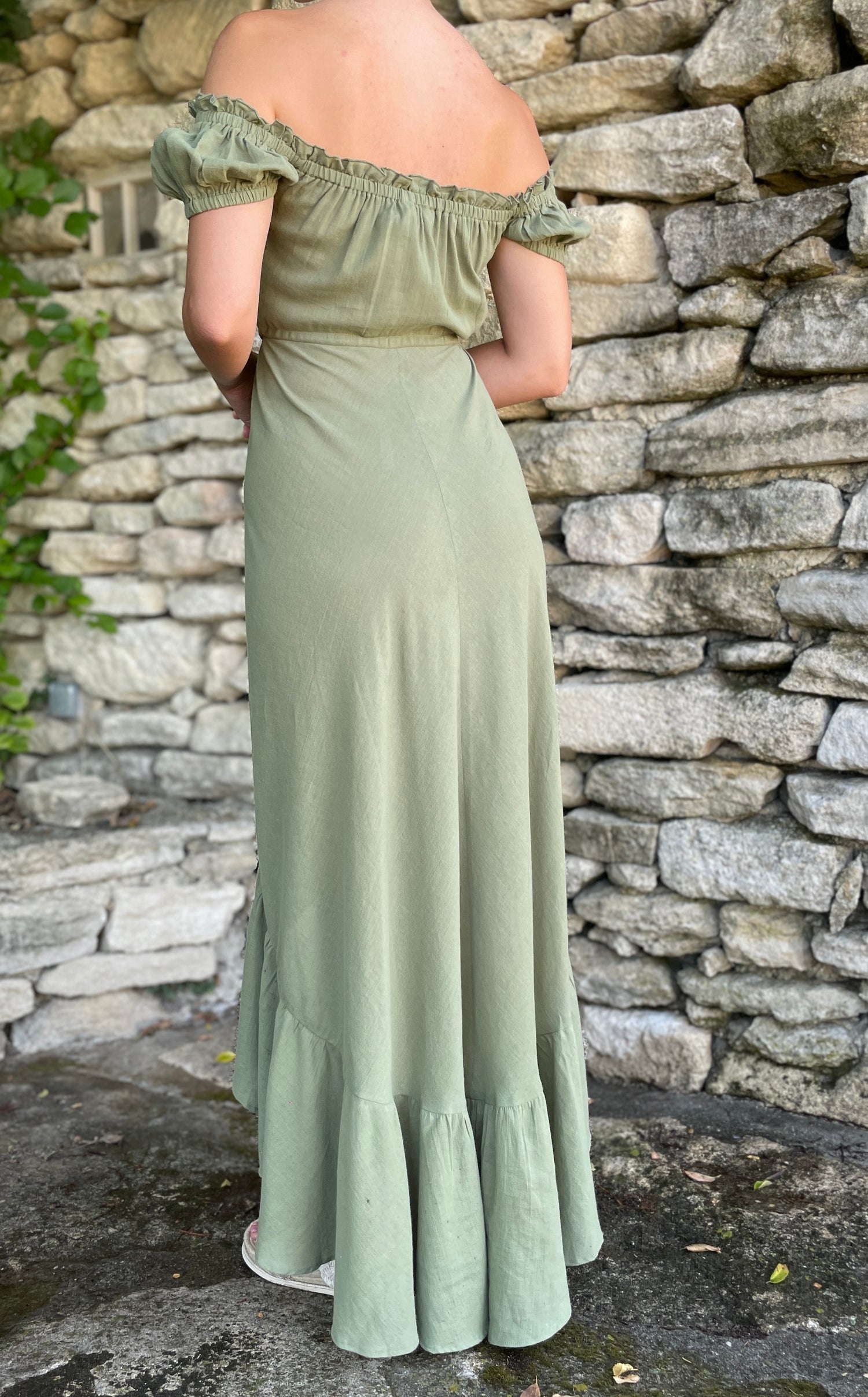 elia dress in olive