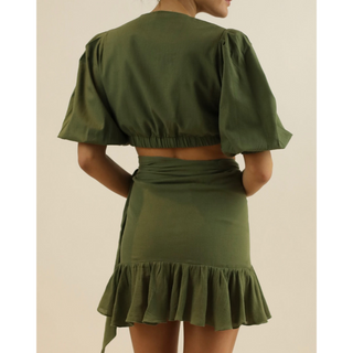 layla wrap top in olive