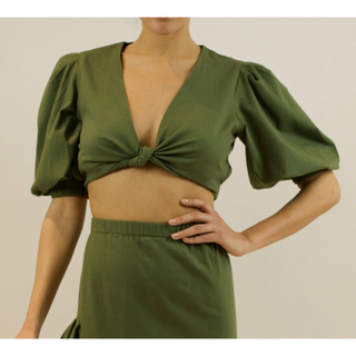 layla wrap top in olive