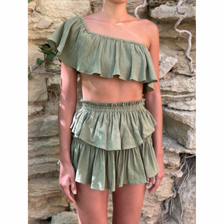 bianca crinkled top in olive